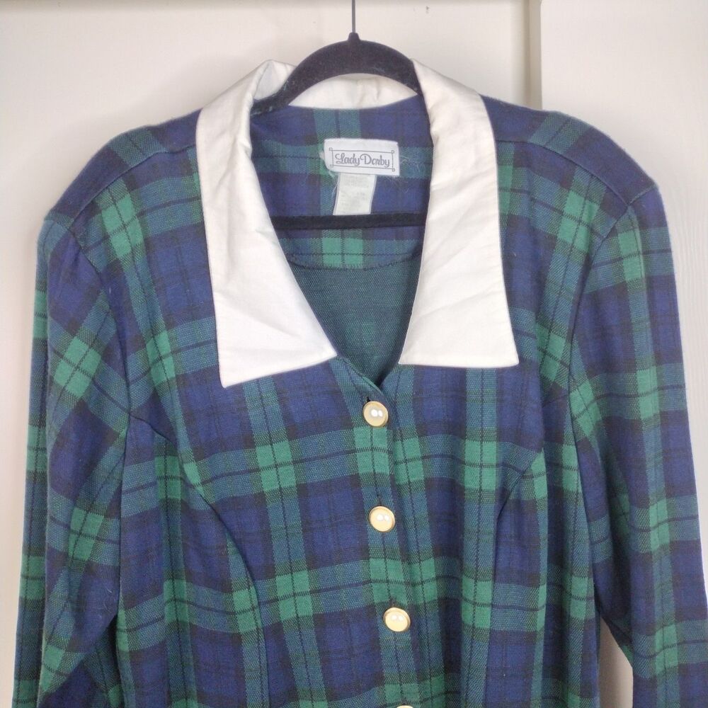 Vintage Lady Dorby Shirt Dress Plus Sz 20W Tartan Plaid Y2K Academia Preppy 90s
